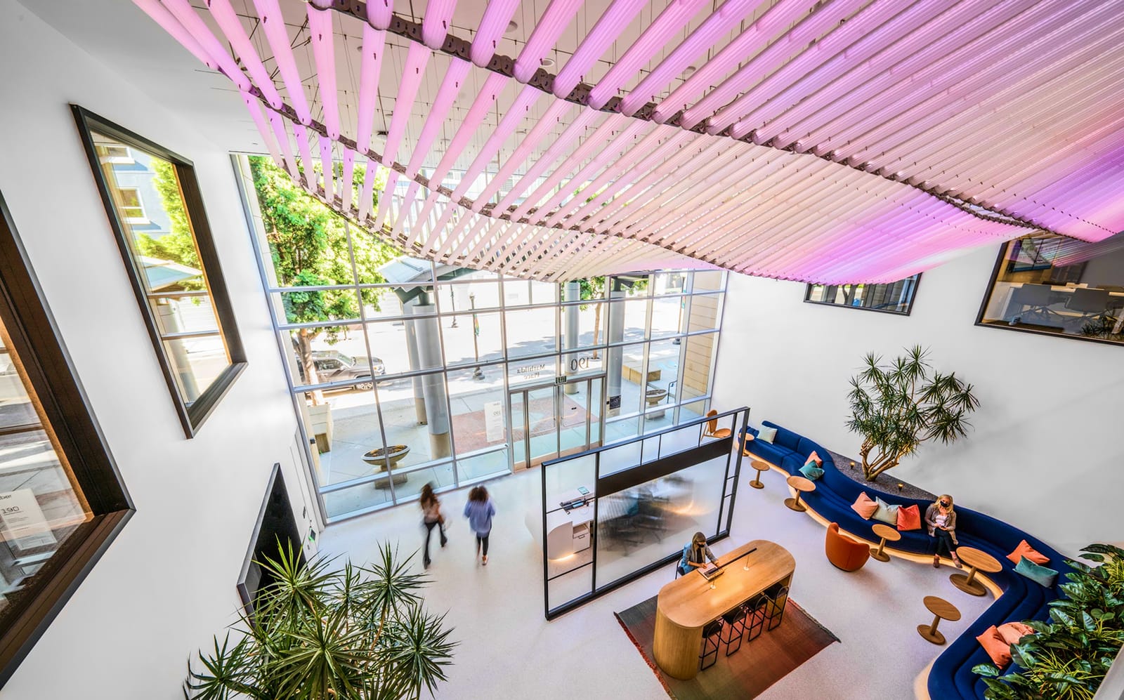 Luminescent Canopy lighting in the Uber HQ lobby, Sunnyvale